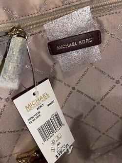 Michael Kors Kenly Large Ns Sac À Épaulettes Satchel Brown Logo Merlot Cuir