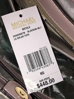 Michael Kors Nicole Grand Sac Fourre-tout Épaule Vanille Signature Fleur Rose 448 $