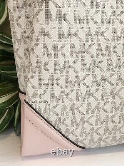 Michael Kors Nicole Triple Compartiment Small Crossbody Bag Vanilla Pink Signatur