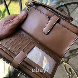 Michael Kors Pvc Cuir Grand Sac À Dos Mk Signature Brown + Double Zip Wallet
