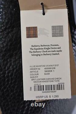 Nouveau Burberry $1,290 Black Leather Nova Check Large Maidstone Sac À Main Sac À Main