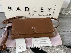 Nouveau Radley Pockets Honey Leather Large Cross Body Phone Bag Avec Sac À Poussière Bnwt