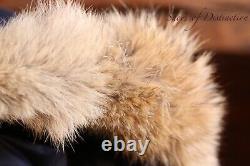 Nouveau manteau de bombardier matelassé bleu marine Nobis avec fourrure de coyote pour homme taille 42 XL, prix de vente recommandé de 895 £