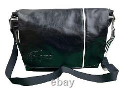 Nouveau sac à bandoulière en similicuir LACOSTE N75 de grande taille, style rétro, couleur noir ironique.