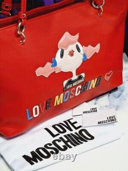Nouveau sac bandoulière Ivery Love Moschino argenté et doré, orné de clous.