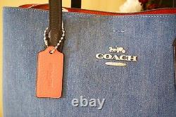 Nwt $398 Coach Avenue Carryall Crossbody Shoulder Bag, Sv/denim/br. Coral, 91140