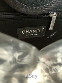 Nwt Chanel Fourre-tout Noir Deauville Grand Argent Nouveau 2019 19a Gst Grand Sac De Magasinage