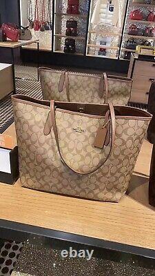 Nwt Coach City Tote In Signature Canvas 350 $ #5696 Nouvelle Version