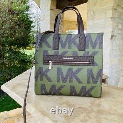 Nwt Michael Kors Kenly Lg Ns Signature Tote/ Double Zip Wallet Options Evergreen