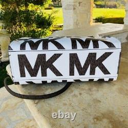 Nwt Michael Kors Signature Kenly Lg Ns Tote/ Double Zip Wallet Options Blanches