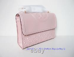Nwt Tory Burch Fleming Large Quilted Leather Sac À Bandoulière Shell Pink Authentic