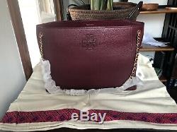 Nwt Tory Burch Imperial Grenat Mcgraw Chaîne Slouchy 498 $ Tote Épaule