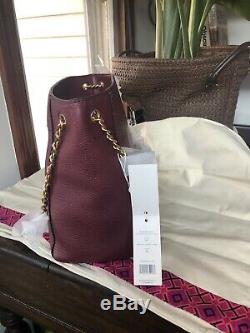 Nwt Tory Burch Imperial Grenat Mcgraw Chaîne Slouchy 498 $ Tote Épaule