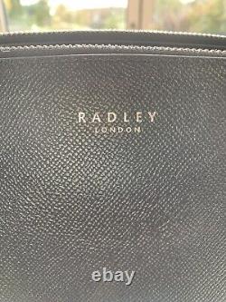Rrp £249 Radley Grand Cuir Noir Épaule Prise Travail Ordinateur Portable Sac Hampstead Bnwt