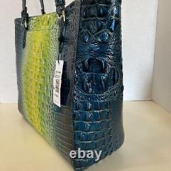 Sac Brahmin Avril Zesty Vert Dégradé Melbourne Grand Croco Gaufré Bleu Sarcelle NEUF 345 $