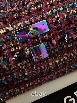 Sac à bandoulière / épaule Kurt Geiger Brixton Lock Large en tweed coloré, neuf avec étiquettes