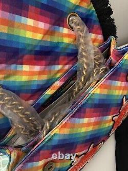 Sac bandoulière / sac à épaule en velours à volants arc-en-ciel Kensington de Kurt Geiger BNWT