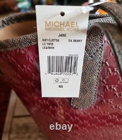 Sac fourre-tout Michael Kors Jane Large Dark Berry neuf avec étiquette pour femmes