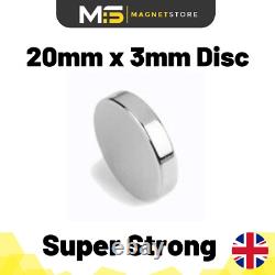 Super Strong Disque Neodymium Aimants 20mm X 3mm N42 Aimant De La Terre Rare Large