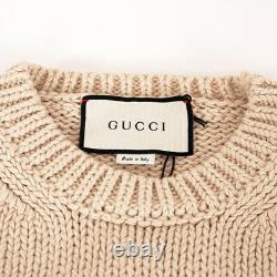 Sz L New $1800 Gucci Men’s Tan Red Stiched Lamb Knit Animal Magnetism Sweater
