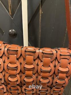 T.-n.-o. 299 $ Patricia Nash New Round Chain Link Tan/gold Leather Crossbody Sac À Main