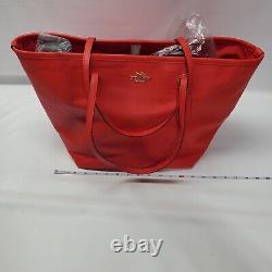 T.n.-o. Coach Leather Large Street Tote Handbag Cardinal Red 57131f Pdsf 325 $