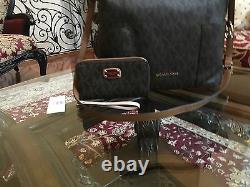 T.n.-o., Michael Kors Anita Mk Monogram Large Hobo/crossbody Handbag+wallet$516 Brown