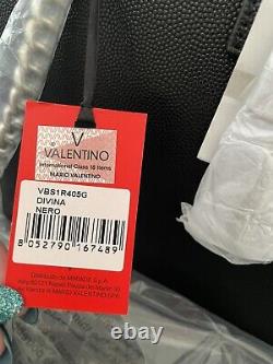 Valentino Designer Noir Divine Grande Chaîne Sac À Main Fourre-tout Rrp£160 Bnwt