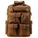 Vintage Leather Men Large 17 Laptop Backpack Randonnée Camping Voyage Carry On Bag